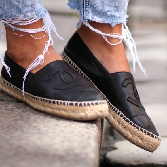 CHANEL Shoes - CHANEL black espadrilles size 40 fit like a 9